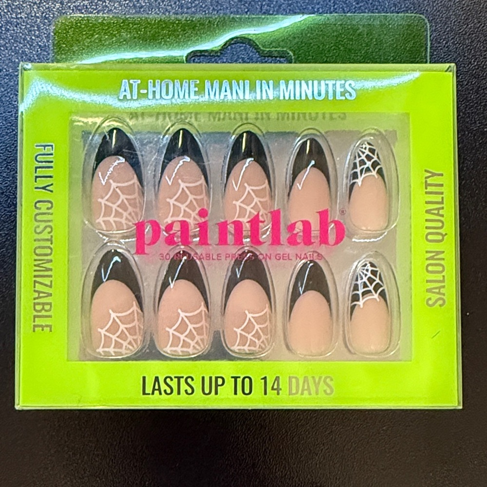 Black and Cream Spider Web Press-On Nails